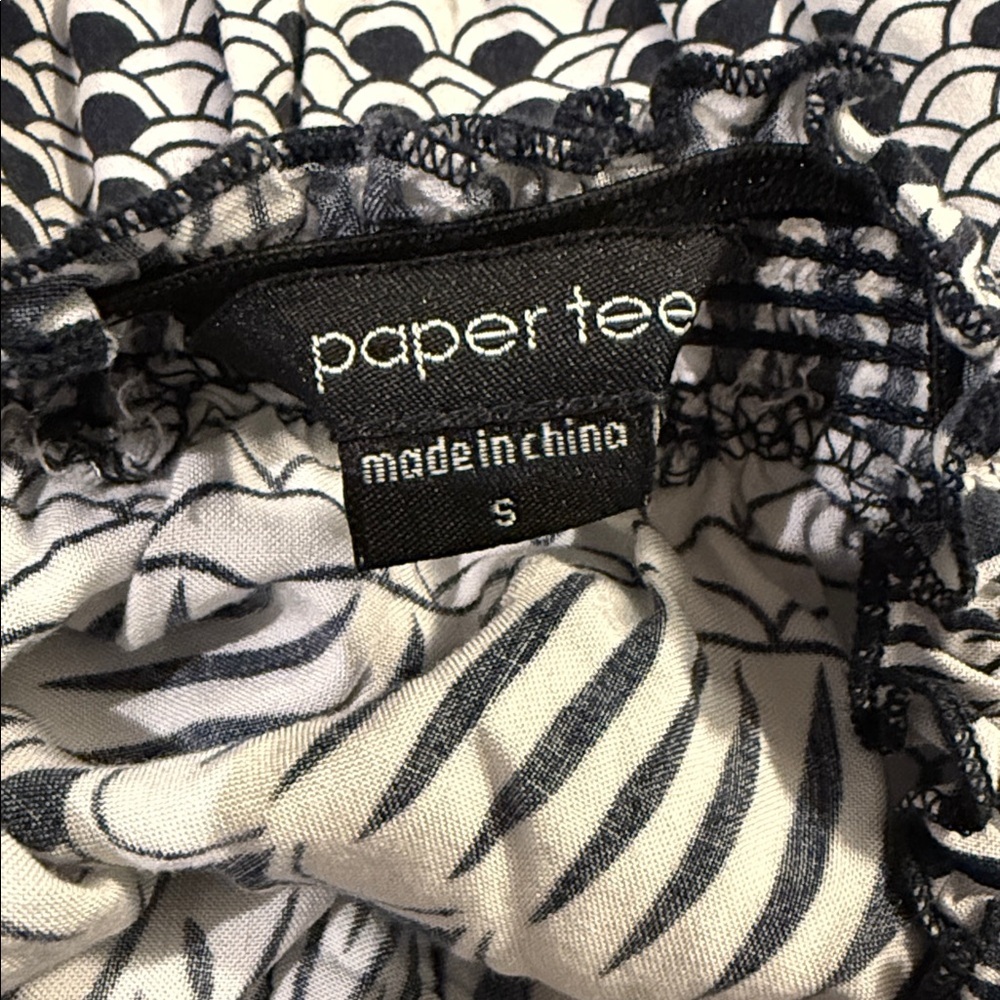 Paper Tree Navy & White Print Strapless Mini Dress | Size Small - Picture 5 of 5